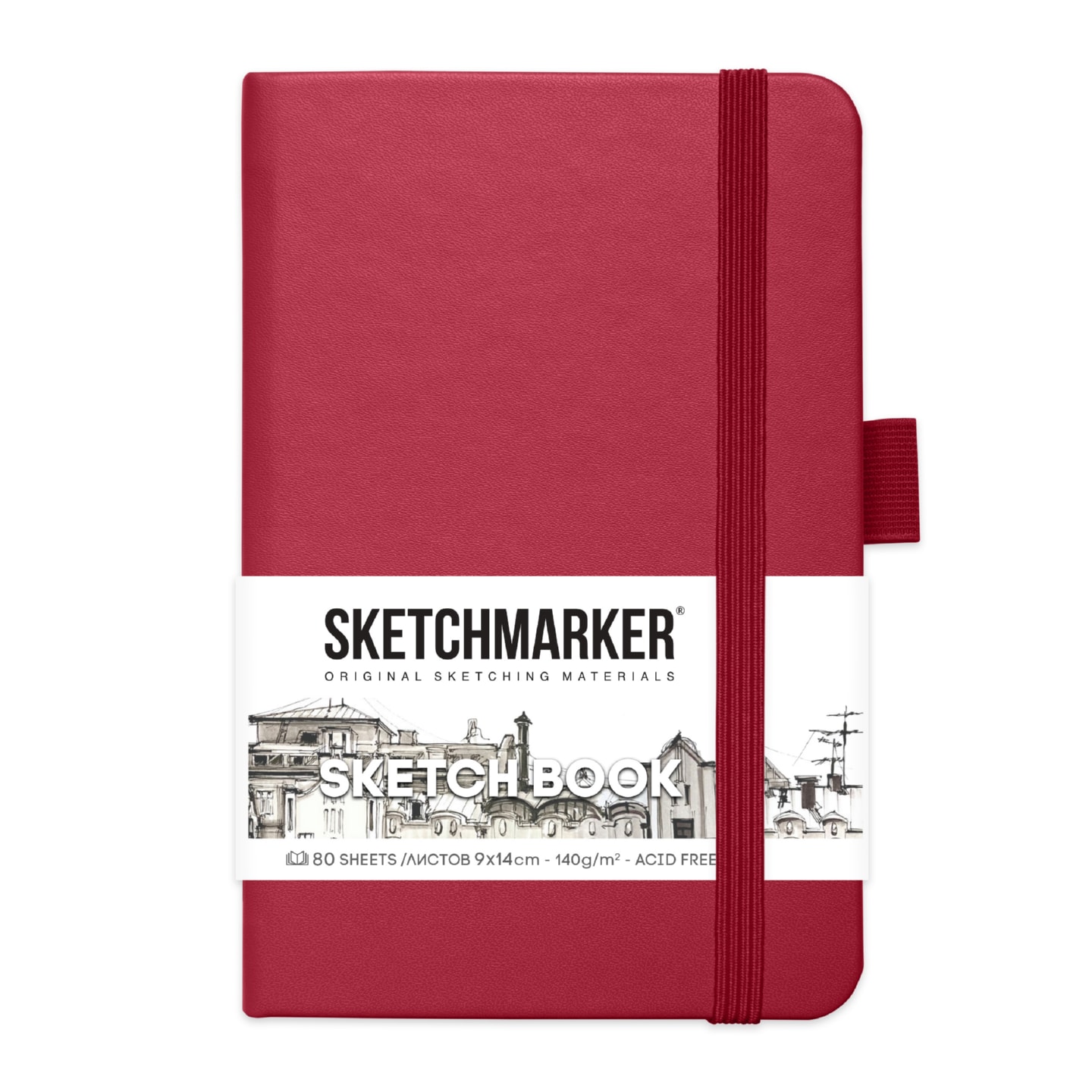 Скетчбук 9х14см 80л 140гр/м2 "sketchmarker" маджента тв.обл.