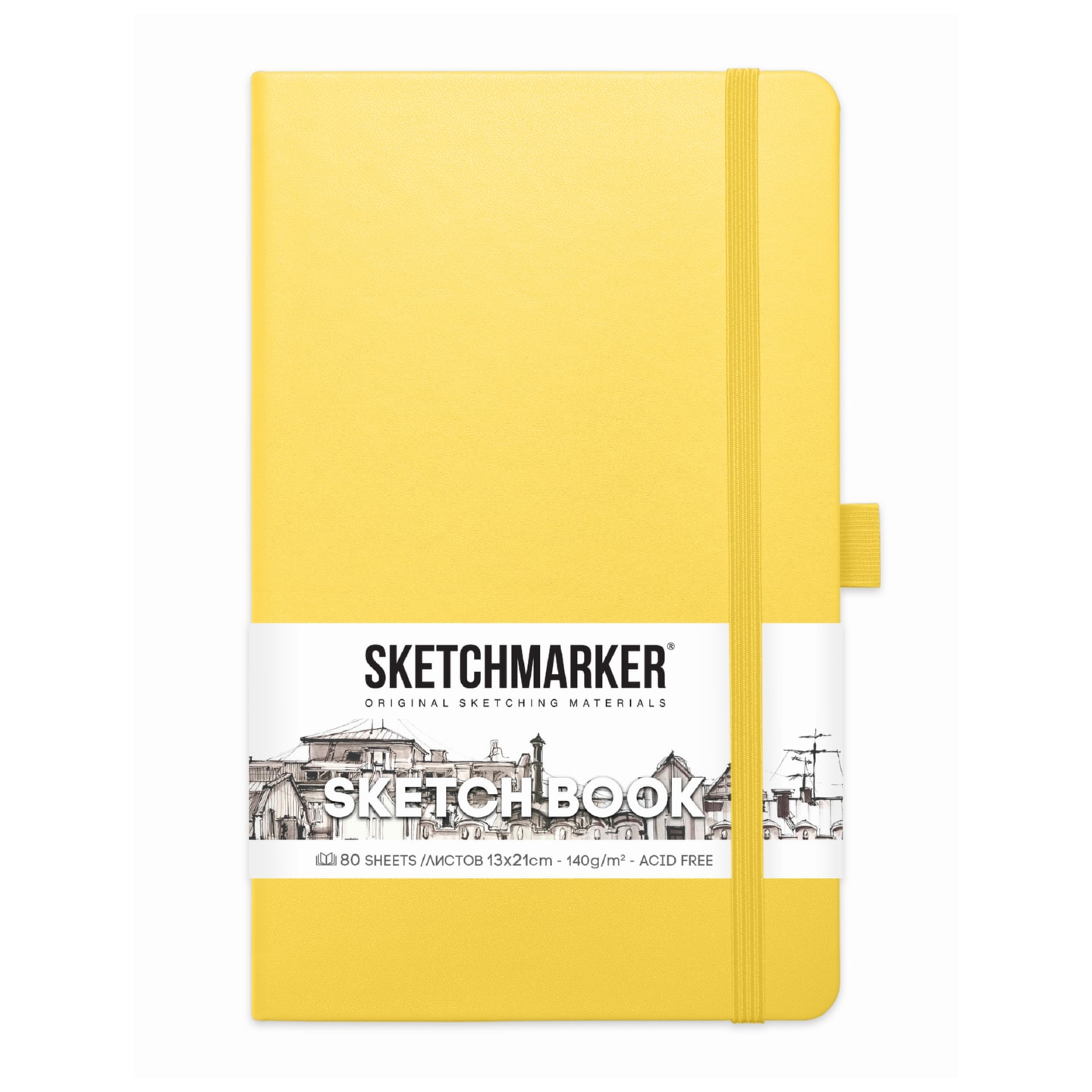 Скетчбук 13х21см 80л 140гр/м2 "sketchmarker" лимонный тв.обл.