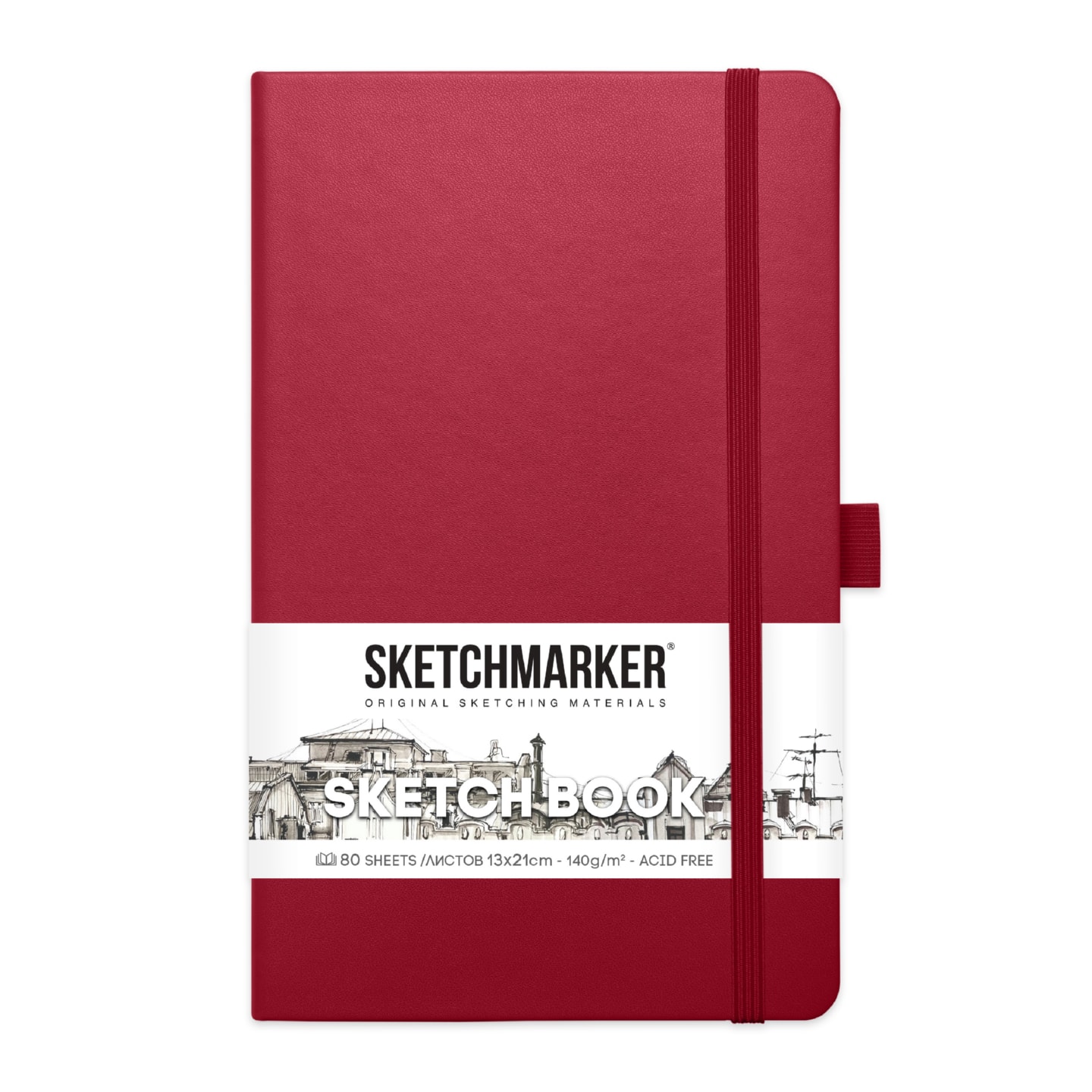 Скетчбук 13х21см 80л 140гр/м2 "sketchmarker" маджента тв.обл.