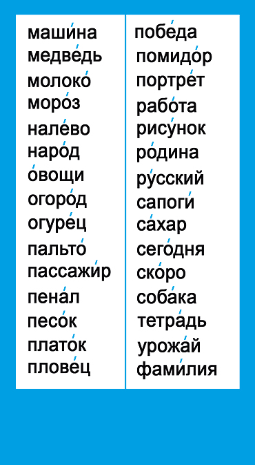 Карточка-шпаргалка "словарные слова" начальная школа 172х92мм