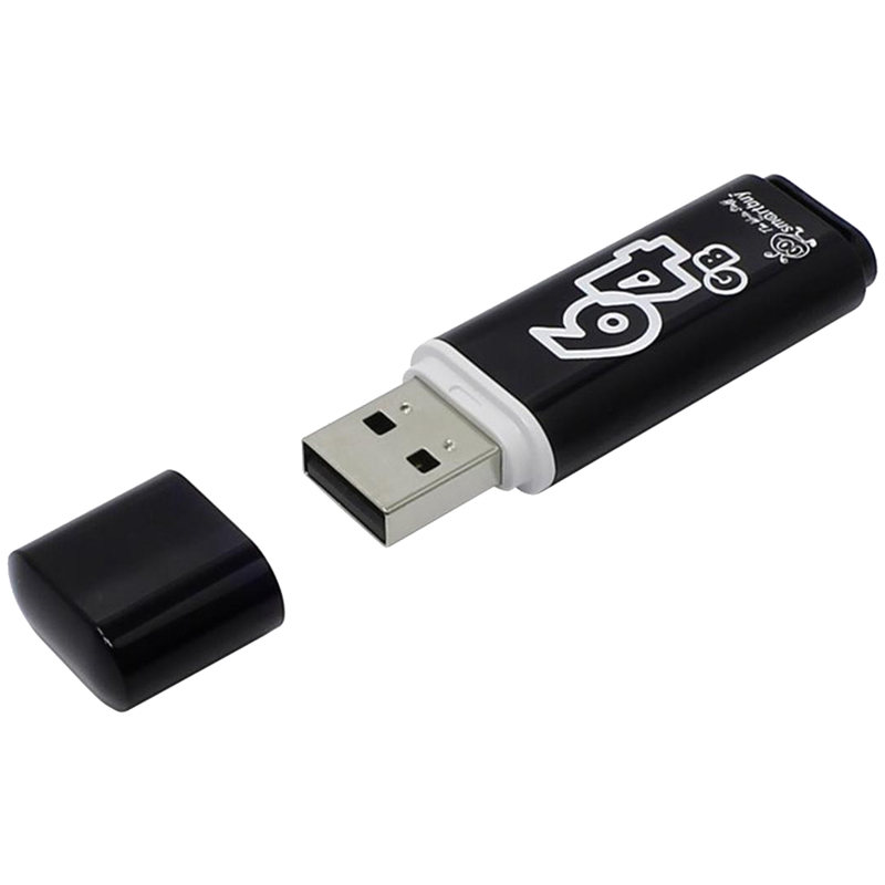 Флэш-накопитель usb2.0 64 гб "smartbuy" "glossy" черн.