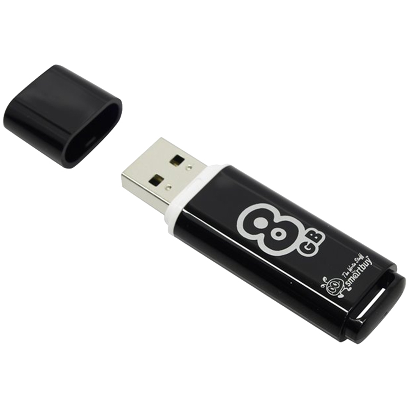 Флэш-накопитель usb2.0 8 гб "smartbuy" "glossy" черн.