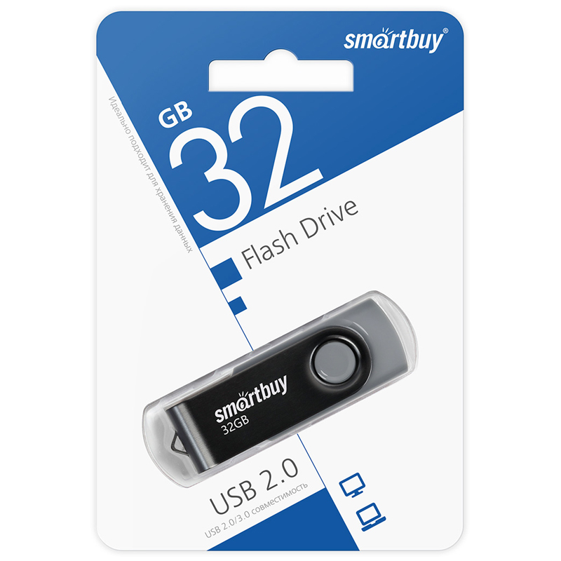 Флэш-накопитель usb2.0 32 гб "smartbuy" "twist" черн.