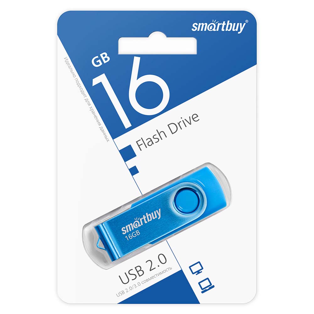 Флэш-накопитель usb2.0 16 гб "smartbuy" "twist" син.