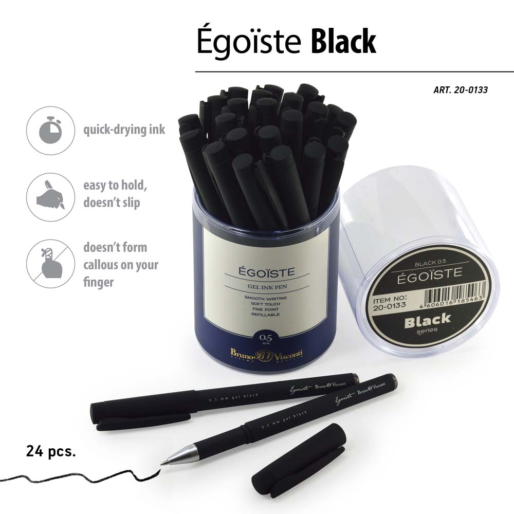 Ручка гел. bruno visconti "egoiste. black" чёрная 0,5мм