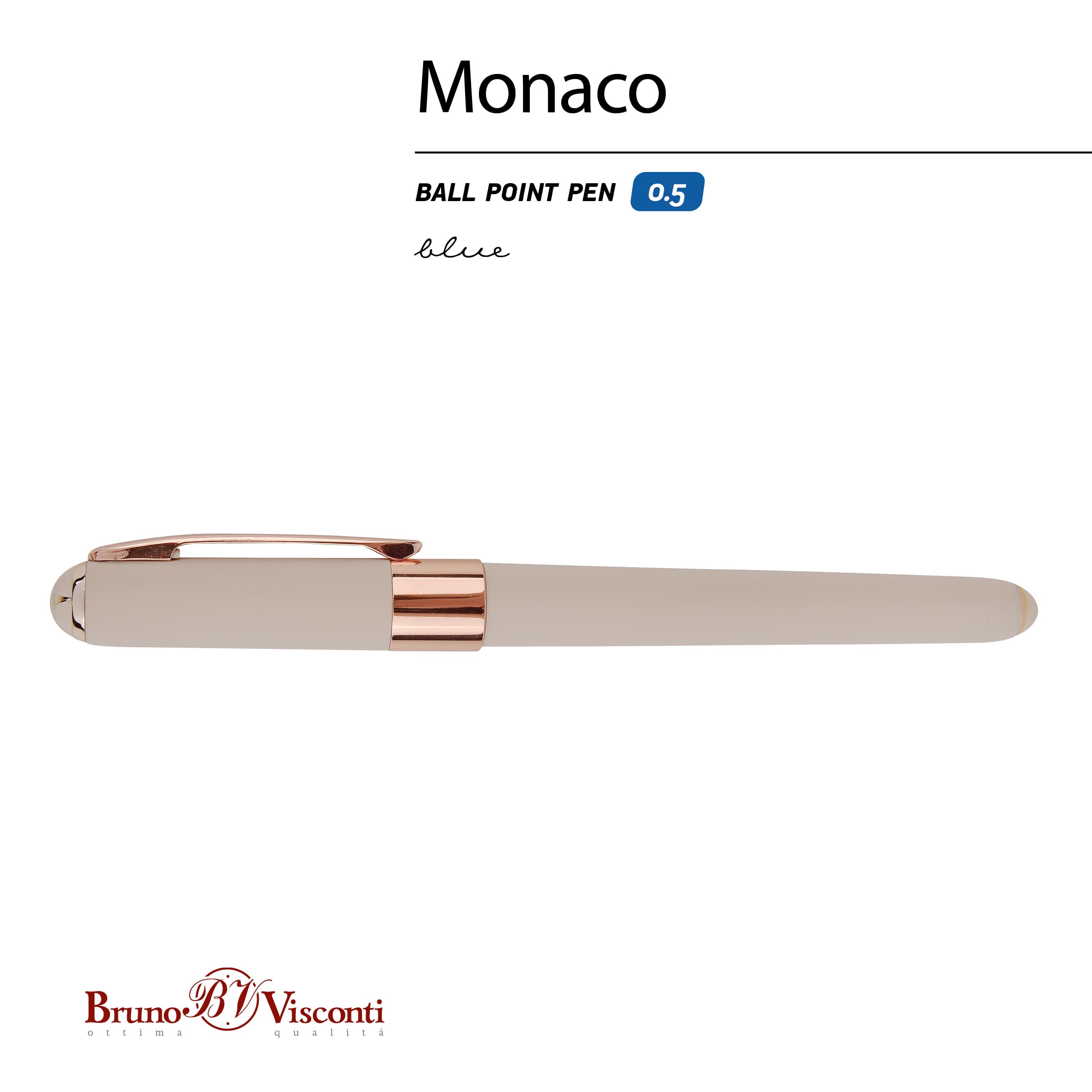 Ручка шар. bruno visconti "monaco. totalbeige" 0,5мм синяя корп.бежевый
