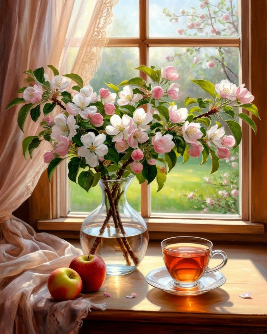 Набор д/творч. картина по номерам 40х50см "утренний чай"