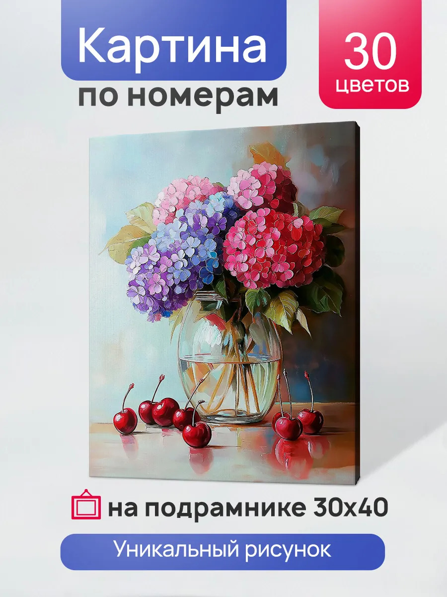 набор д/творч. картина по номерам 30x40см "гортензия в стеклянной вазе" Набор д/творч. картина по номерам 30x40см "гортензия в стеклянной вазе"