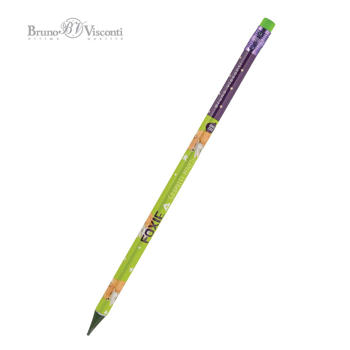 Карандаш "bruno visconti" kids color. лиса" пластик hb трехгранный с ластиком