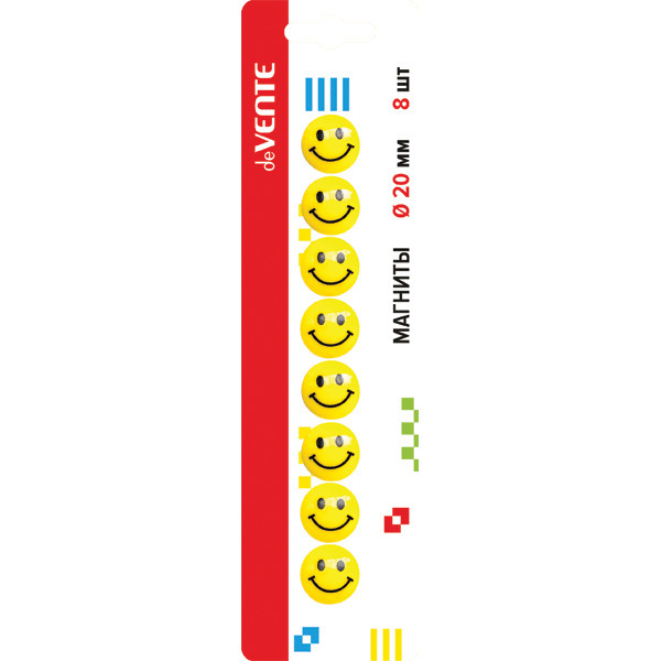 Магниты д/демонстрац. досок d20мм 8шт "devente" смайл