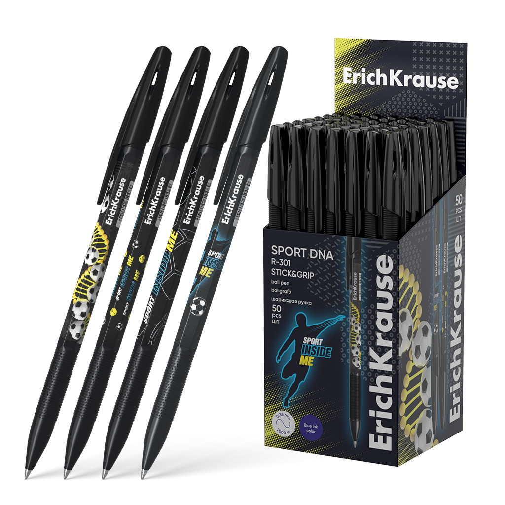 Ручка шар. erich krause "r-301 stick&grip. sport dna" синяя 0,7мм