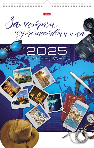 Календарь настенный перекидной 2025 30х45 12 листов "заметки путешественника"