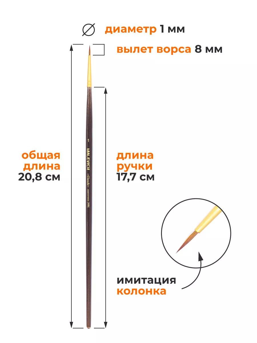 Кисти в наборе синтетика малевичъ "клод" 4шт.
