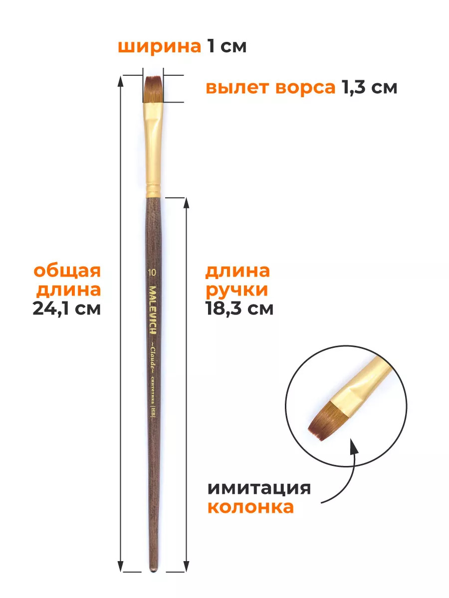 Кисти в наборе синтетика малевичъ "клод" 4шт.