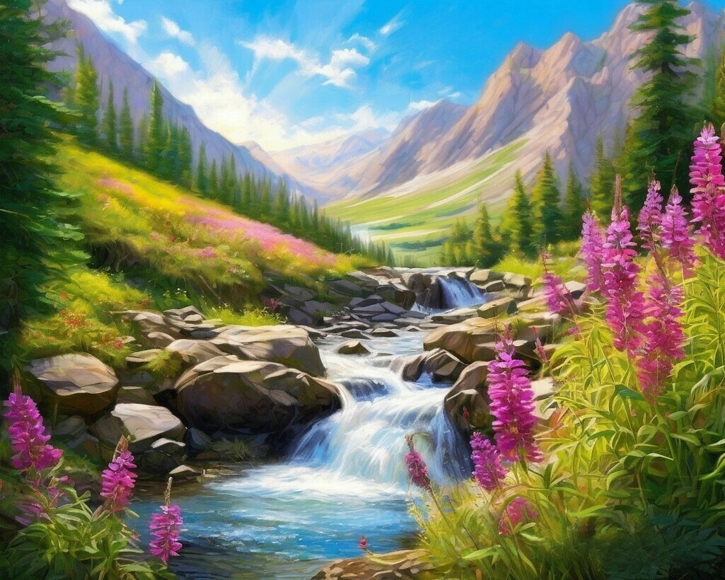 Набор д/творч. картина по номерам 40х50см "горный пейзаж"