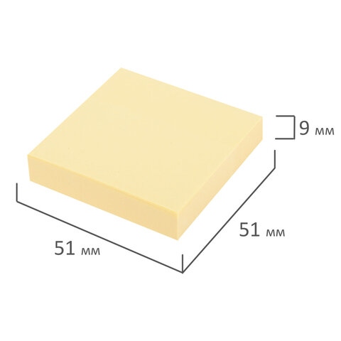 Бумага д/зам.с липким краем staff 51х51 пастель желт. 100л.