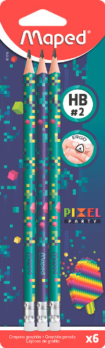 Карандаш с резинкой maped "pixel party" нв трёхгранный