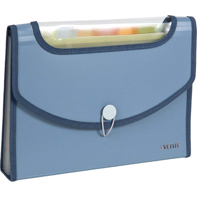 Картотека пластиковая devente "signature" а4 (8 отдел.) сумеречно-синяя с клапаном на резинке