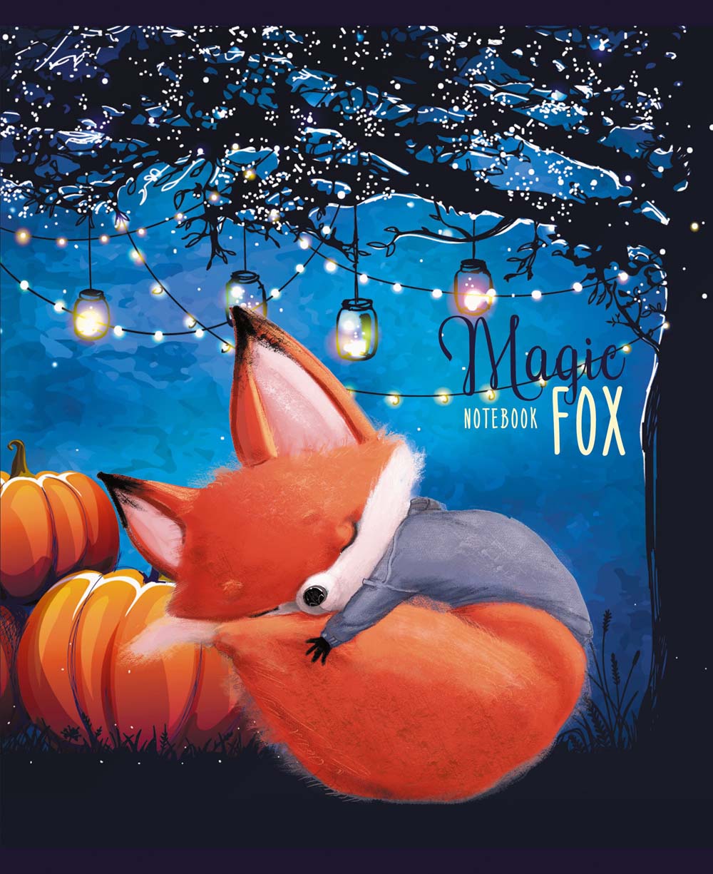 Тетрадь 48л. кл. "magic fox" (эксмо) б/б,выб.лак,блёстки серебро,асс-т