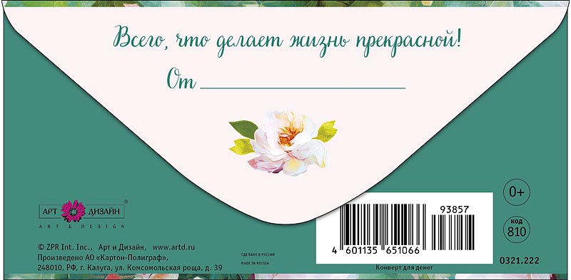 Конверт для денег "в день рождения" текст