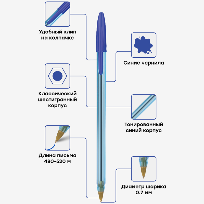 Ручка шар. "lc-blue" синяя 0,7 мм