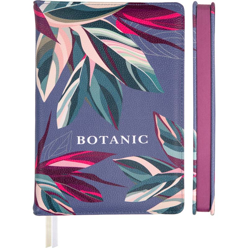 Ежедневник недатир. а5 devente "botanic" серо-сиреневый с цветным срезом,кож.зам.