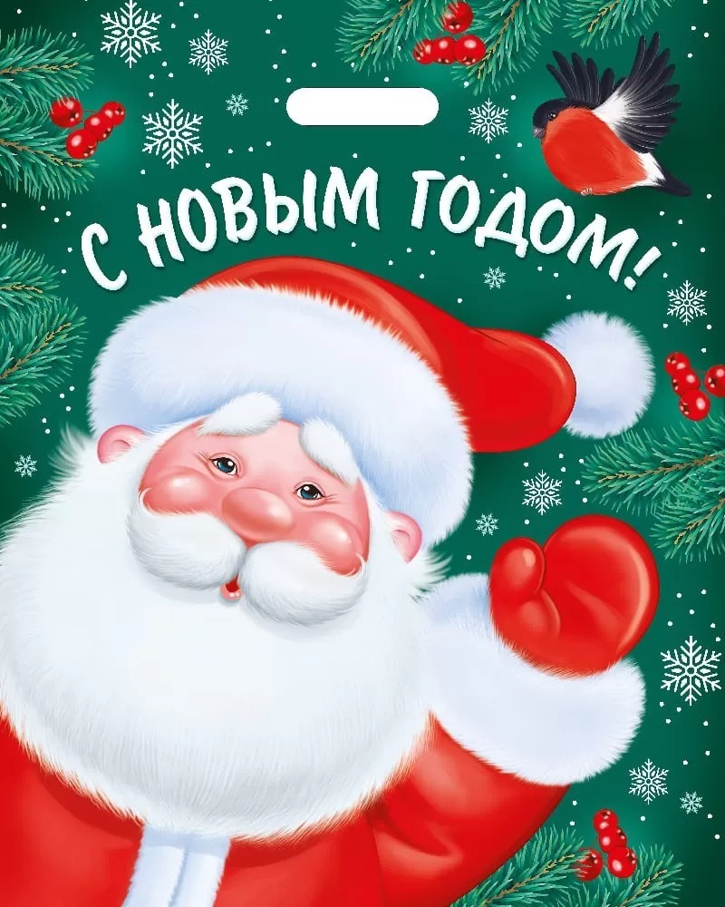 Пакет подарочный "с новым годом!" (38х48см) пвх проруб.ручка