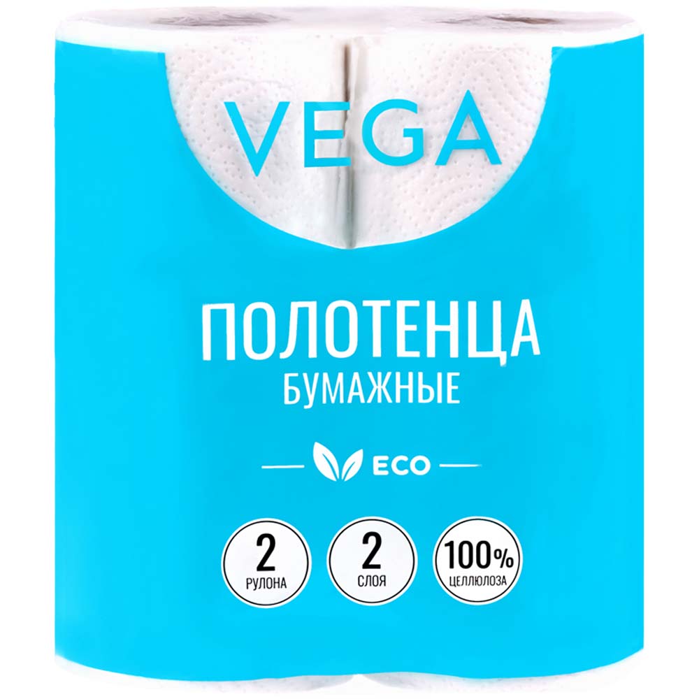 Полотенце бумажное vega 2-х сл. 2 рул. 12м