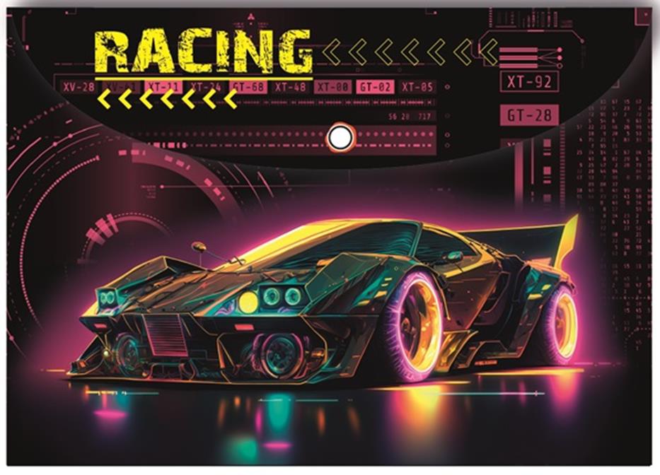 Папка-конверт с кнопк. а4 160мкм centrum "racing" непрозрач. с рис.