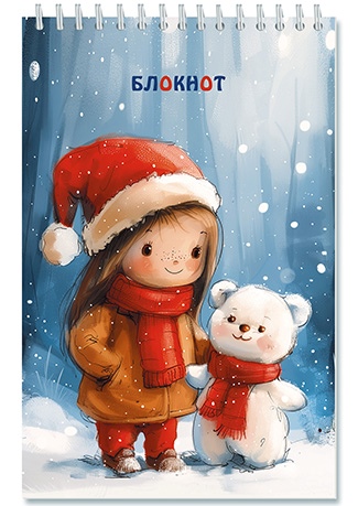 Блокнот а5 гребень 48л. кл. "девочка с белым медвежонком" (апплика)