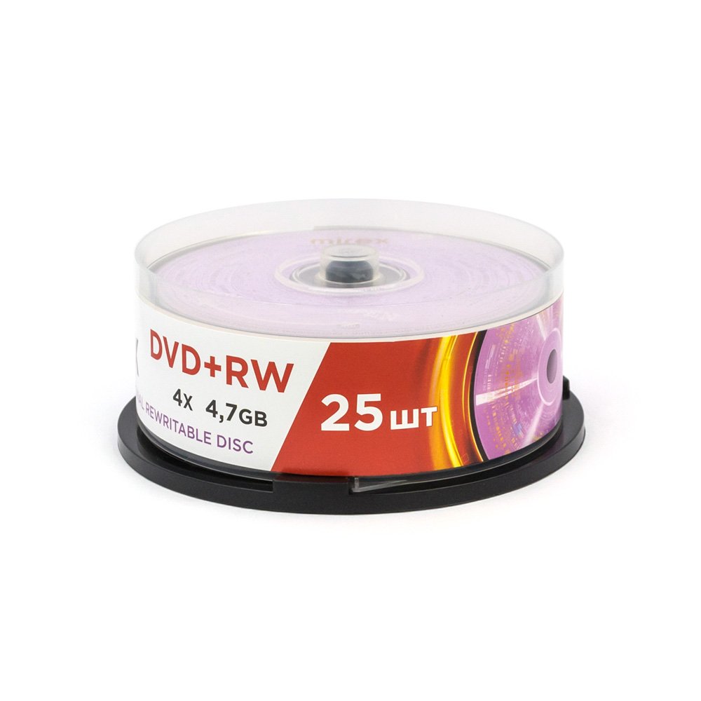 Диск dvd+rw "mirex brand" 4х cakebox 25шт.