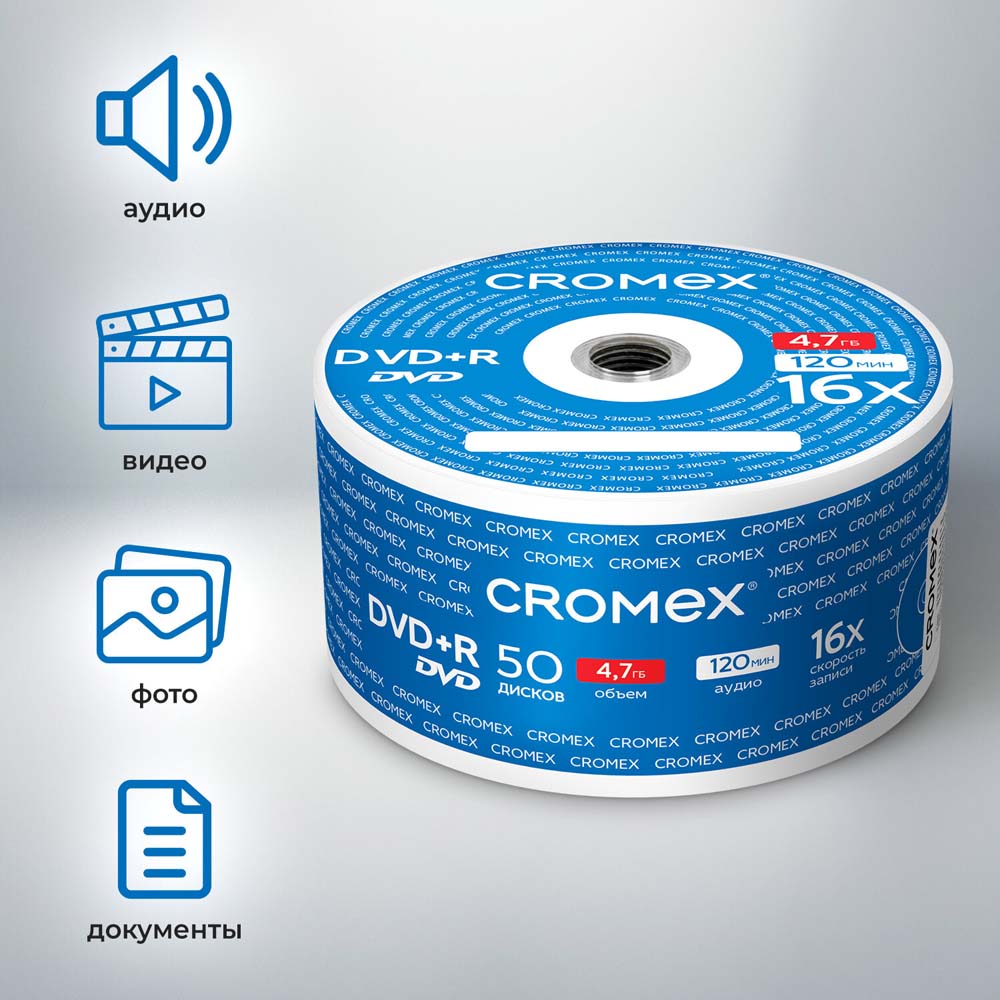 Диск dvd+r cromex 16х cakebox 50шт.