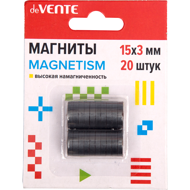 Магниты д/рукод. devente "magnetism" 15х3мм 20шт. чёрные