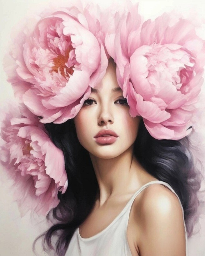 Набор д/творч. картина по номерам 40х50см "девушка в цветах"