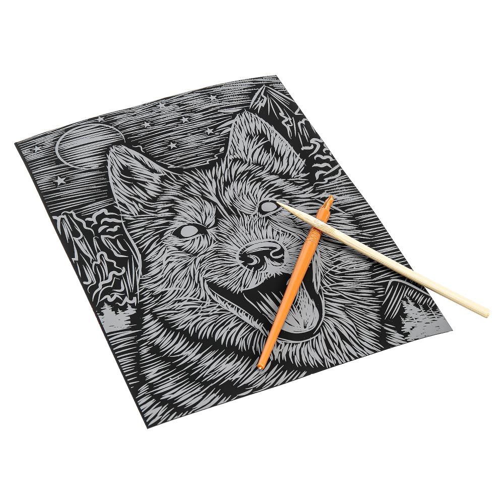 Набор д/творч. скретчинг "хаски" 18х24см (мульти арт)