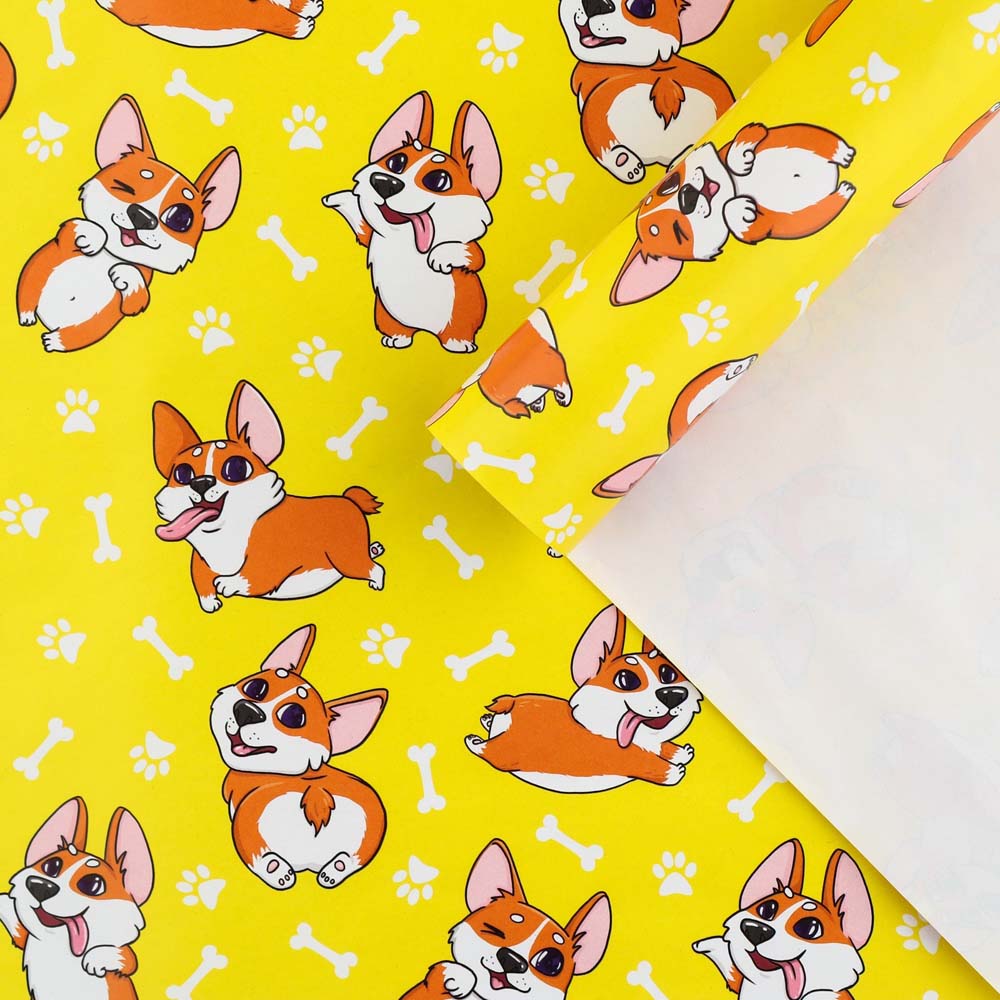 Бумага упаковочная 100х70см "корги"