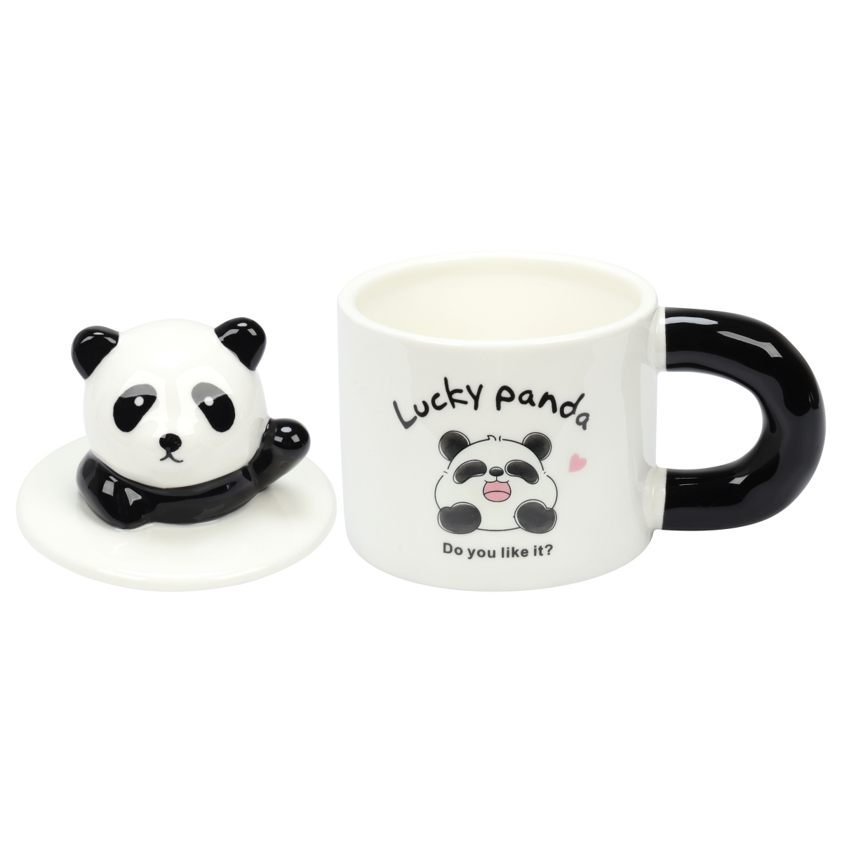 Кружка керамическая кокос "lucky panda" 370мл крышка,ложка асс-т