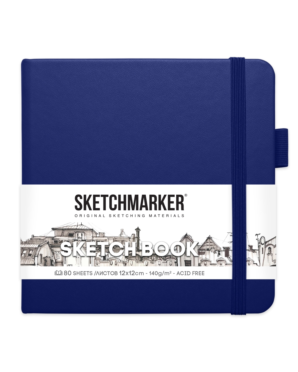 Скетчбук 12х12см 80л 140гр/м2 "sketchmarker" королевский синий тв.обл.