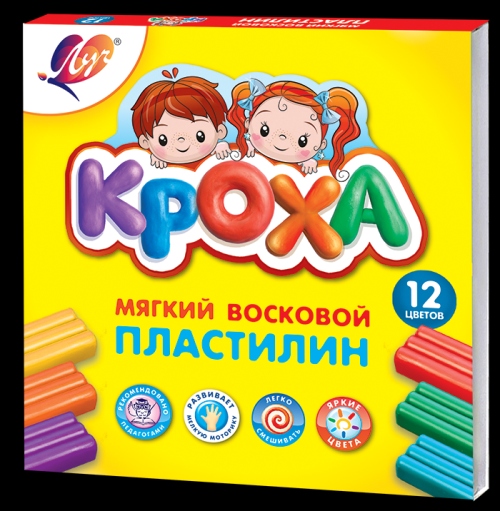 Пластилин "луч" "кроха" 12 цветов мягкий 198гр