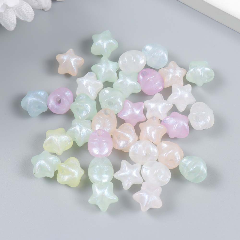 Бусины "звезды. блеск" 20гр 1см пластик