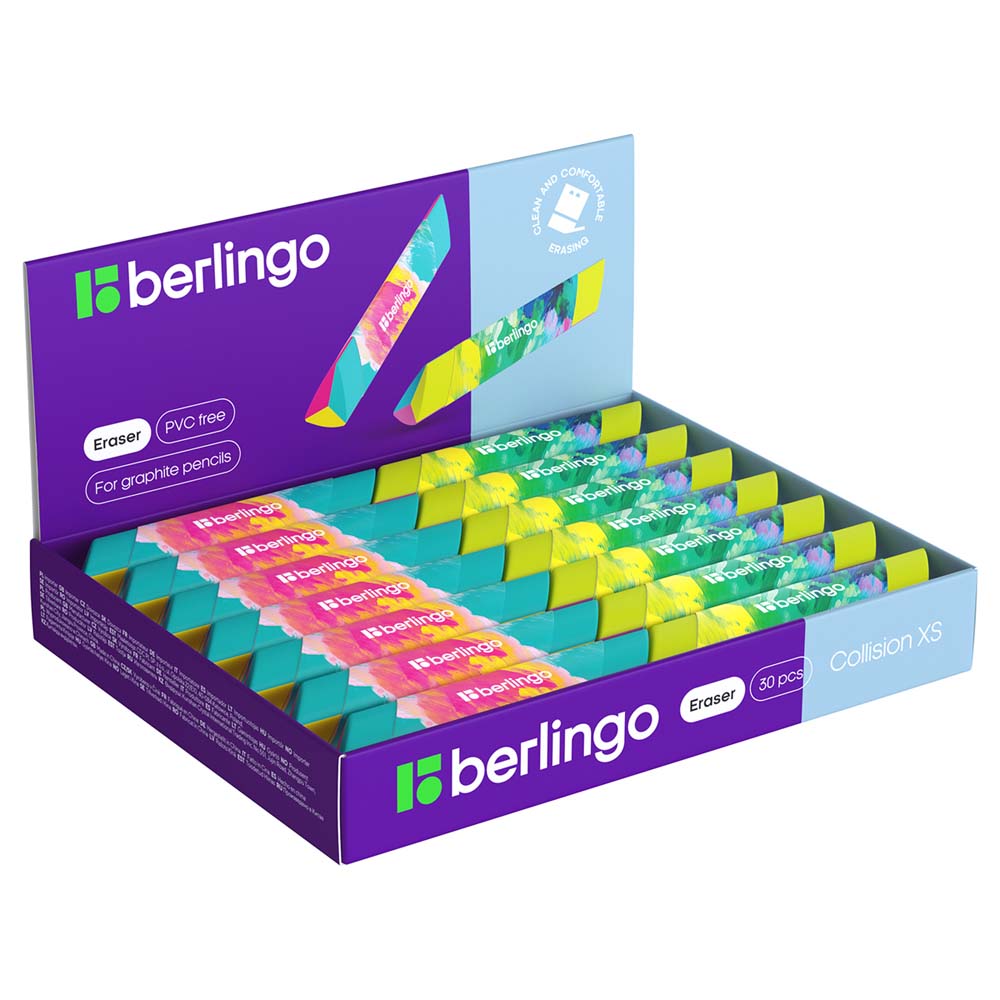 Ластик berlingo "collision xs" 80х15х15мм треугольный