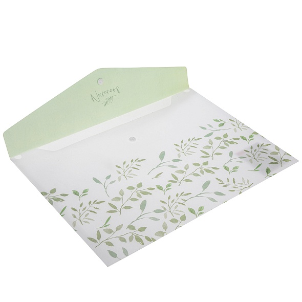 Папка-конверт с кнопк. а4 180мкм hatber "natural leaves" с рис.