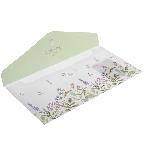 Папка-конверт с кнопк. 114х162мм 180мкм hatber "natural flowers" с рис.