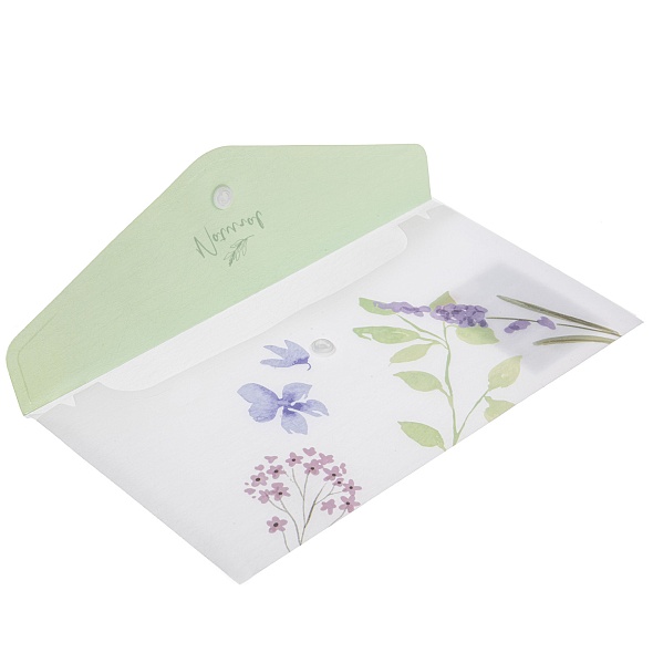 Папка-конверт с кнопк. 114х162мм 180мкм hatber "natural blue flowers" с рис.