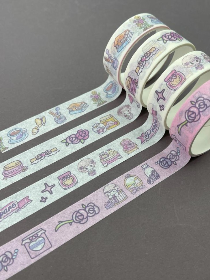 Набор клейкой ленты декор. "love and happy" pink 1,5смх2м