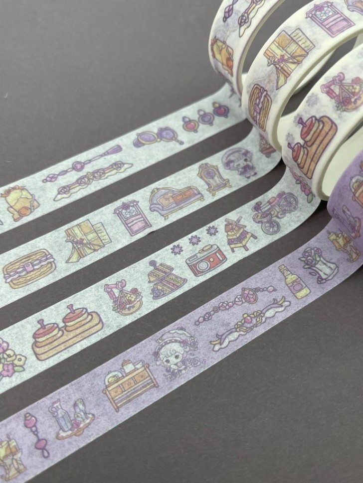 Набор клейкой ленты декор. "love and happy" purple 4шт 1,5смх2м