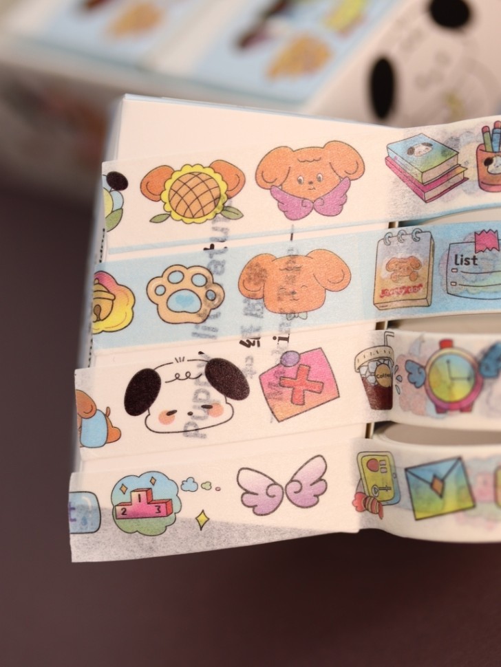 Набор клейкой ленты декор. "puppy literature" blue 4шт 1,5смх2м