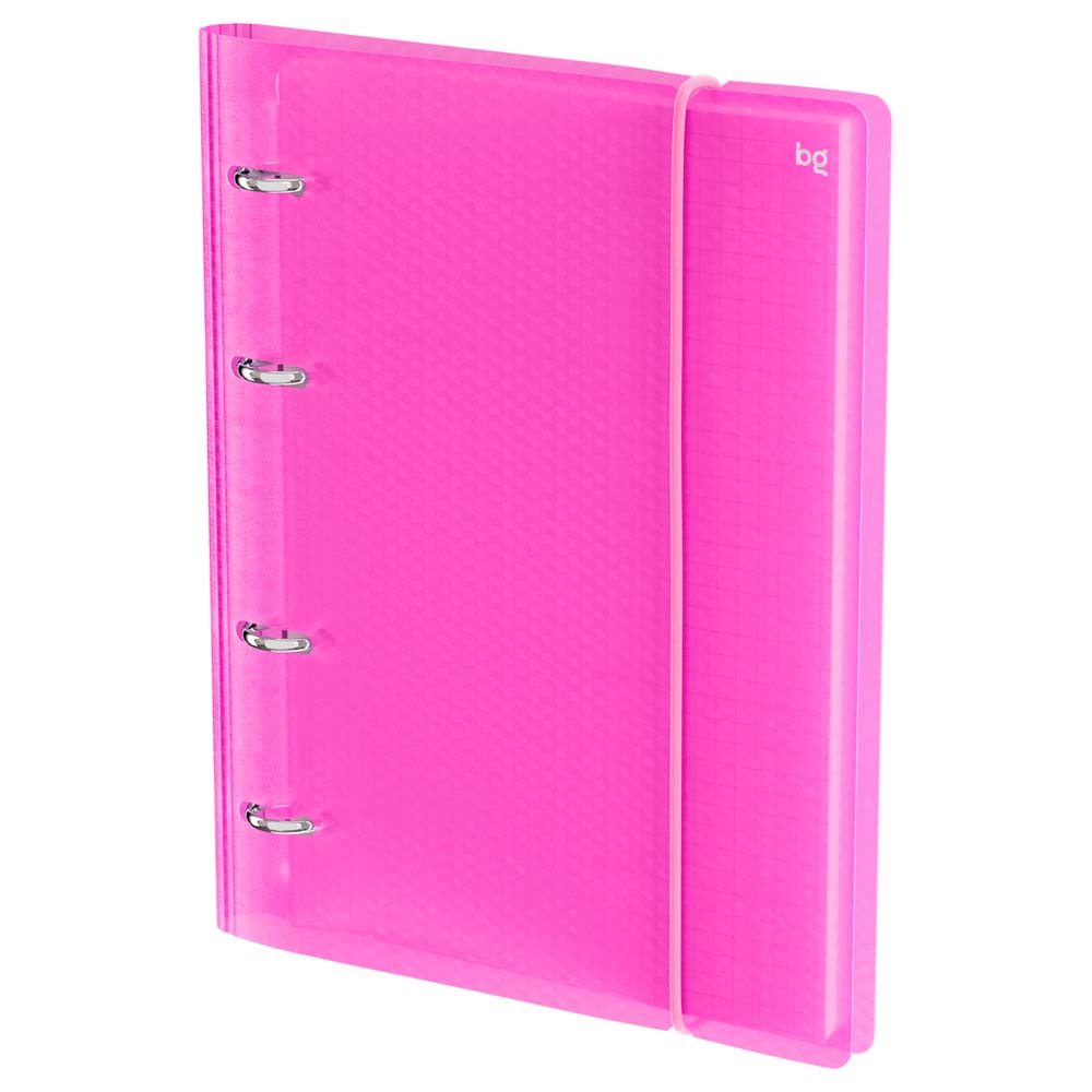 Тетрадь на кольцах 120л. кл. пласт.обл. "neon" розовая (bg) резинка