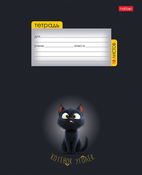 Тетрадь 18л. кл. "котёнок уголёк" (hatber) б/б,асс-т
