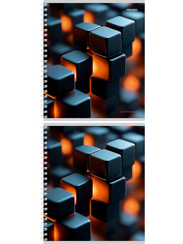 Тетрадь на гребне 96л. кл. "чёрные кубы" (проф-пресс) б/б,асс-т